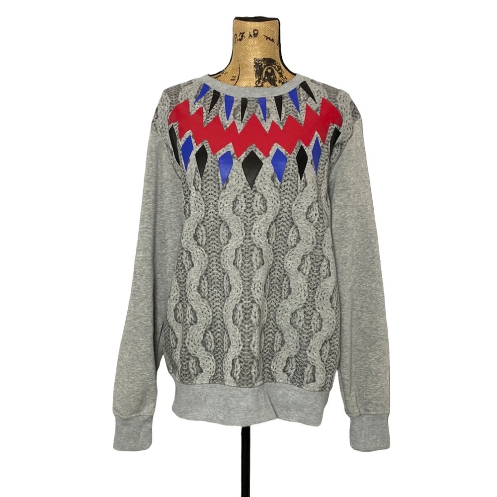 Rolling Paper Brand Grey Pattern Pullover Sweatshirt L
